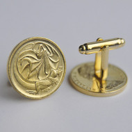 1983 Australian Gold Plated 2 Cent Coin Cufflinks – Birth Year 1983