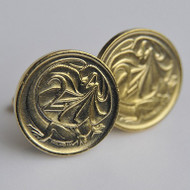 1976 Australian Gold Plated 2 Cent Coin Cufflinks – Birth Year 1976