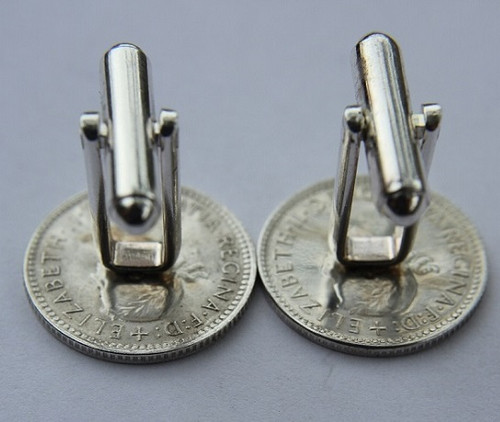 1948 birth year Australian Sixpence Coin-Cufflinks 460x545 Back