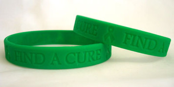 Green Ribbon Find A Cure Wristbands - 5 Pack FREE Shipping!