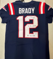 Tom Brady Autographed New England Patriots Nike Elite Jersey w/ 5x Super Bowl MVP & 7x SB Champ - Blue