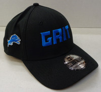 Detroit Lions Men's New Era Black Grit 39THIRTY Flex Hat