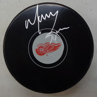 Manny Legace Autographed Detroit Red Wings Souvenir Puck