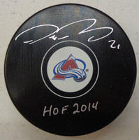 Peter Forsberg Autographed Colorado Avalanche Souvenir Puck w/ "HOF 2014"