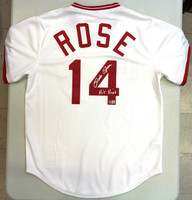 Pete Rose Autographed Authentic Pete Rose Cincinnati Reds 1984 Pullover M&N Jersey w/ "Hit King"