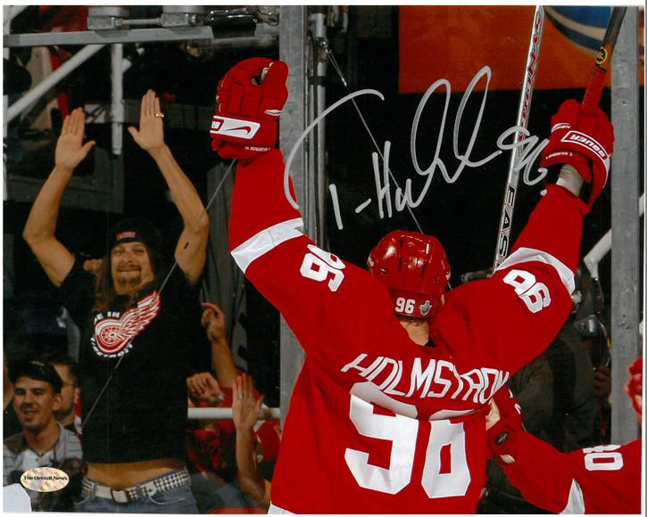 Tomas Holmstrom Autographed 16x20 Photo - Celebrating with Kid Rock -  Detroit City Sports