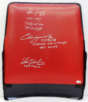 Mike Vernon, Dominik Hasek & Chris Osgood Autographed Joe Louis Arena Seatback w/ Inscriptions