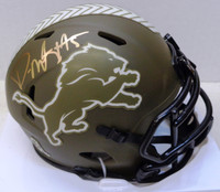 David Montgomery Autographed Detroit Lions Salute To Service Speed Mini Helmet