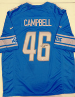 Jack Campbell Autographed Detroit Lions Blue Nike Jersey