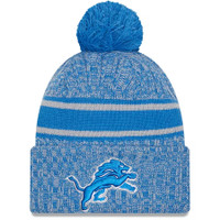 Detroit Lions Men's New Era Blue 2023 Sideline Cuffed Knit Hat With Pom