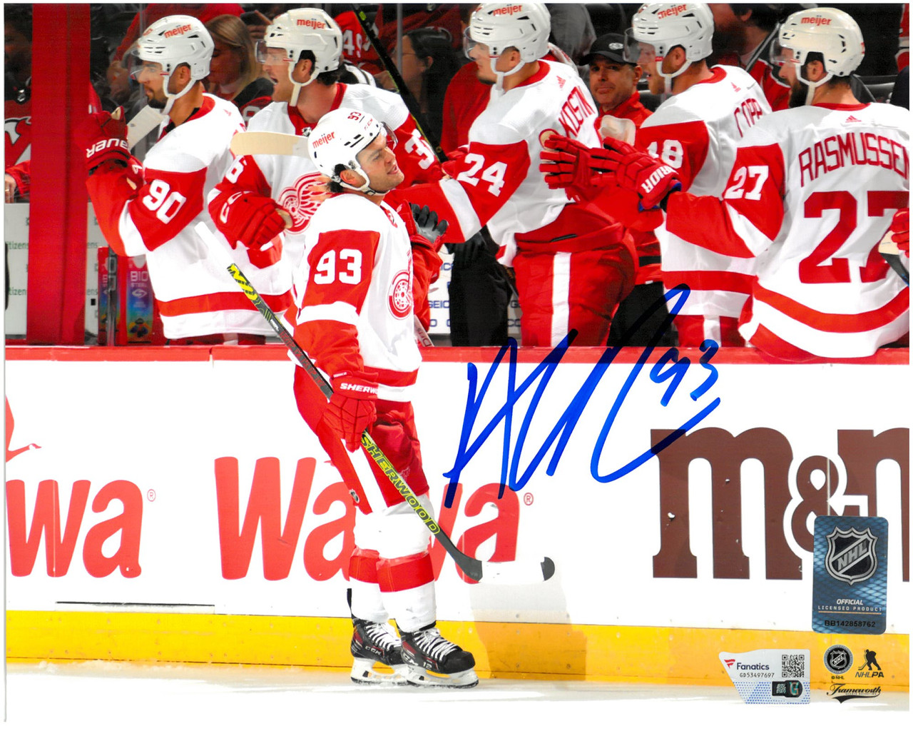 Dylan Larkin Autographed Detroit Red Wings 8x10 - Goal Celebration