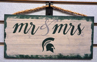 Michigan State University Script "Mr & Mrs" 6x12" Hanging Sign