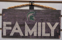 Michigan State University Script "Family" 6x12" Hanging Sign