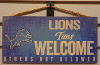Detroit Lions Script "Lions Fans Welcome..." 6x12" Hanging Sign