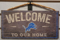 Detroit Lions Script "Welcome To Our Home" 6x12" Hanging Sign