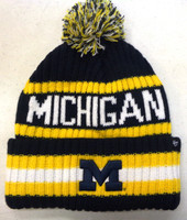University of Michigan 47 Brand Cuffed Thick Knit Hat with Pom