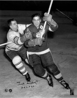 Ted Lindsay Autographed Detroit Red Wings 16x20 Photo #1 - Action B&W