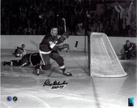 Alex Delvecchio Autographed Detroit Red Wings 16x20 Photo #1 - Scoring a Goal