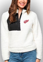 Detroit Red Wings Women's Antigua White Fusion 1/4 Zip Sherpa Pullover