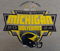 Michigan Wolverines Blue 84 College Football Playoff 2024 Rose Bowl T-shirt - Grey