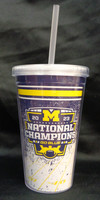 University of Michigan 2023 National Champions 16 oz Straw Tumbler