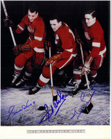 Gordie Howe, Sid Abel, and Ted Lindsay Autographed Production Line 8x10 Photo