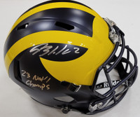 Blake Corum Autographed University of Michigan Riddell Replica Speed Football Helmet w/ "23 Nat'l Champs"