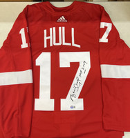 Brett Hull Autographed Detroit Red Wings Authentic Red Adidas Jersey w/ Hof 2009