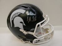 Jonathan Smith Autographed Michigan State University Riddell Authentic Speed Football Helmet-Green