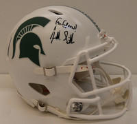 Jonathan Smith Autographed Michigan State University Riddell Authentic Speed Football Helmet-White
