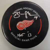 Brendan Shanahan Autographed Detroit Red Wings Official Game Puck w/ HOF 13
