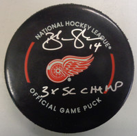 Brendan Shanahan Autographed Detroit Red Wings Official Game Puck w/ "3x SC Champ"