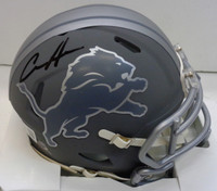 Aidan Hutchinson Autographed Detroit Lions Riddell Speed Mini 2024 Slate Helmet