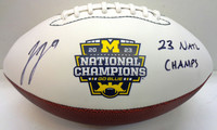 J.J. McCarthy Autographed Michigan National Champs Football w/ "23 Nat'l Champs"