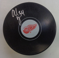 Alex Lyon Autographed Detroit Red Wings Souvenir Puck