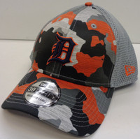 Detroit Tigers New Era 39Thirty Camo Mesh Flex Hat - Grey