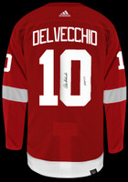 Alex Delvecchio Autographed Detroit Red Wings Authentic Adidas Jersey  w/ "HOF 77" - Red