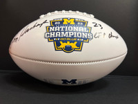 Jim Harbaugh Autographed Michigan Wolverines National Champions Football w/ Schedule insc. "23 CFP Champs"