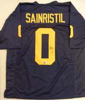 Mike Sainristil Autographed Blue & Yellow Custom Jersey