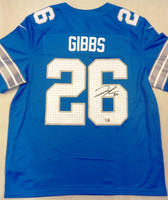 Jahmyr Gibbs Autographed 2024 Detroit Lions Blue Nike Vapor Fuse Jersey