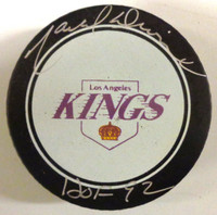 Marcel Dionne Autographed LA Kings Puck w/ "HOF 92"