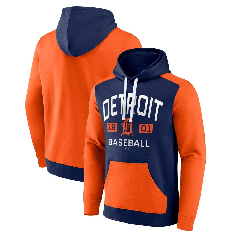 Detroit Tigers Men's Fanatics Chip In Pullover Hoodie Navy/Orange