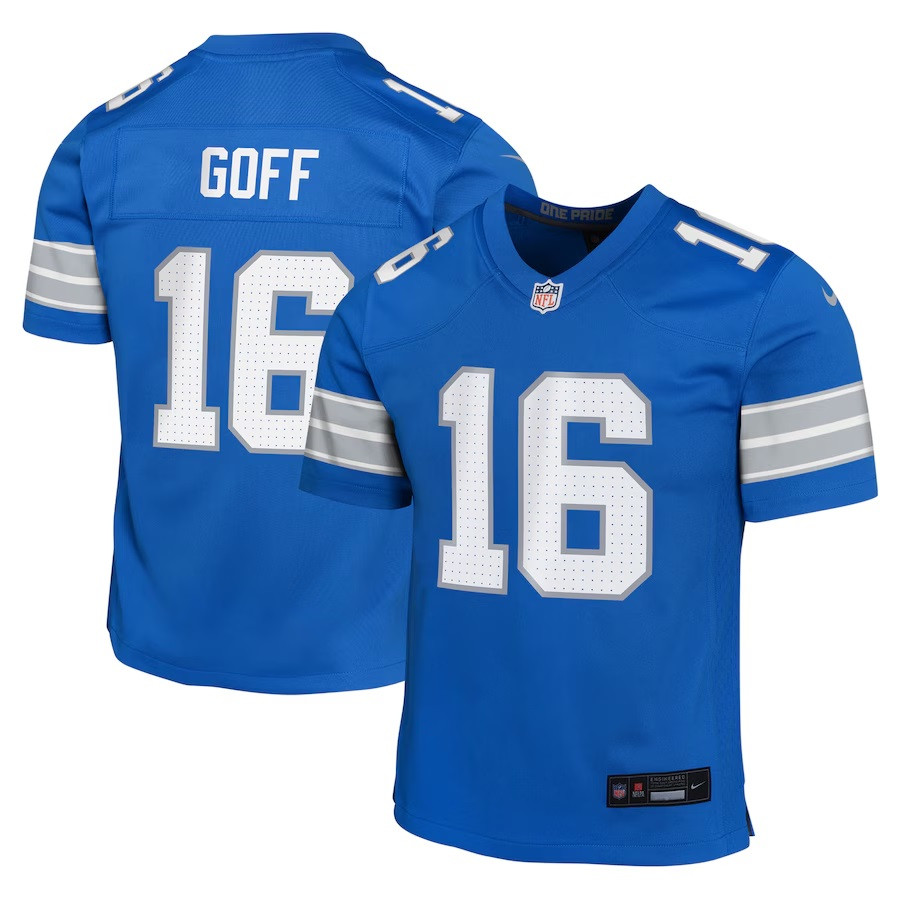 Jared Goff Detroit Lions Nike Youth Blue Team Player Game Jersey