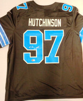 Aidan Hutchinson Autographed 2024 Detroit Lions Black Nike Vapor Fuse Jersey