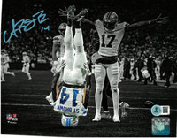Amon-Ra St. Brown Autographed Detroit Lions 8x10 Photo #9 Headstand Spotlight