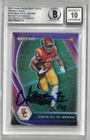 Amon-Ra St. Brown Autographed 10 Grade 2021 Panini Prizm Draft Purple Rookie Card