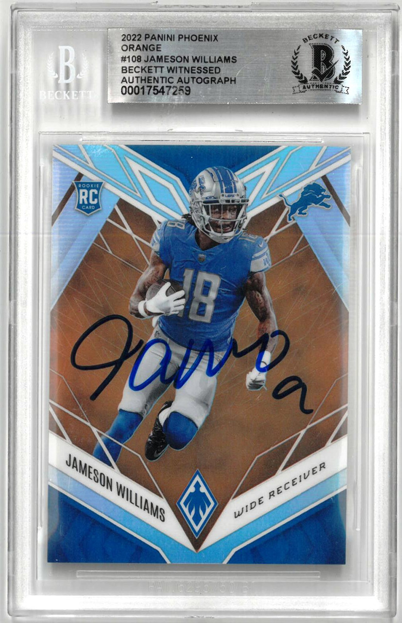 Jameson Williams Autographed 2022 Panini Phoenix Orange Rookie