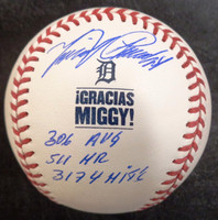 Miguel Cabrera Autographed "¡GRACIAS MIGGY!" Official Major League Baseball w/ 3 Inscriptions
