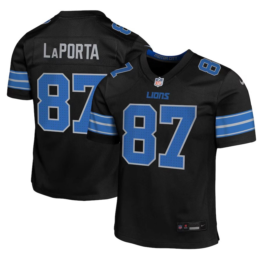 Detroit Lions Youth Nike Sam LaPorta Black Game Jersey Detroit