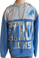 Detroit Lions Men's New Era Blue/Grey 1/4 Zip Hooded Pullover